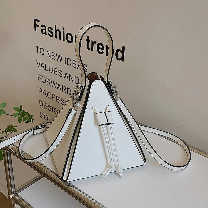 Geo Triangle Drawstring Bucket Bag