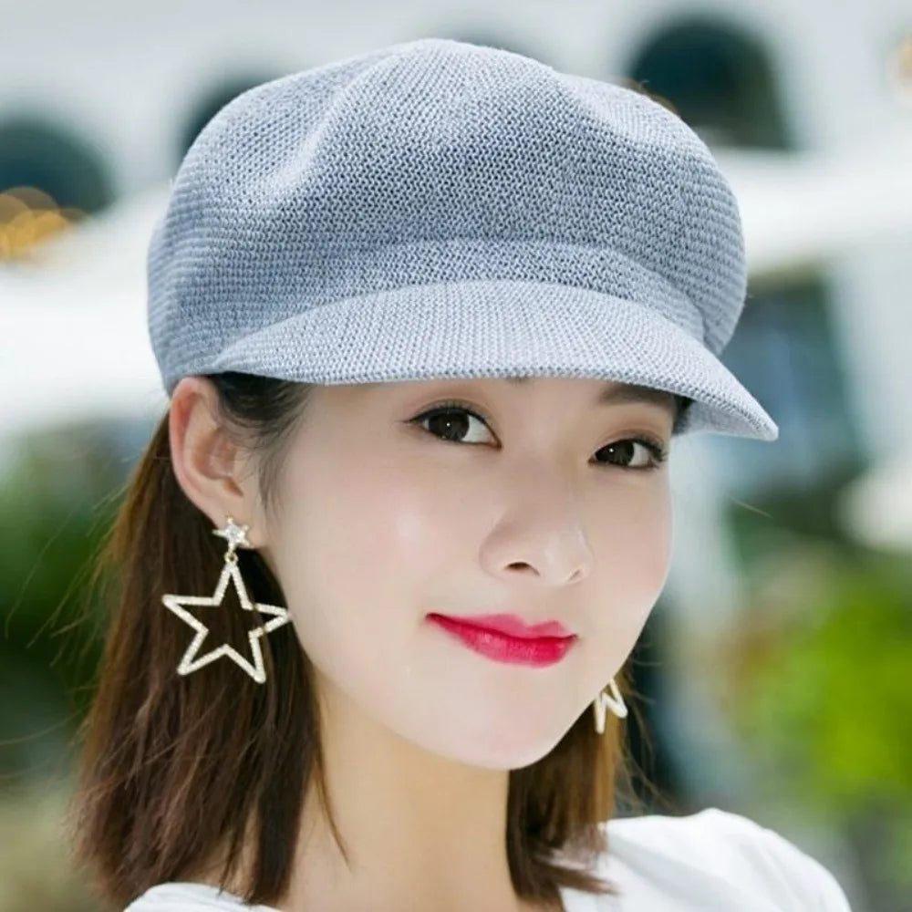 Breathable Woven Visor Newsboy Cap
