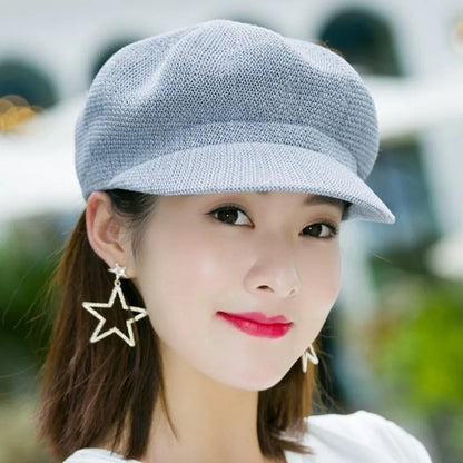 Breathable Woven Visor Newsboy Cap