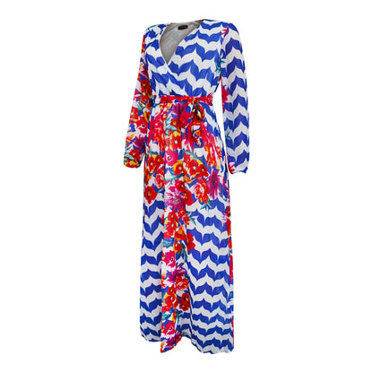 Women's Printed Wrap Maxi Dress