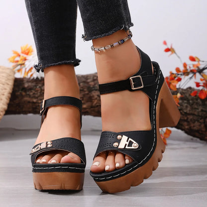 Chic Adjustable Strap Wedge Sandals