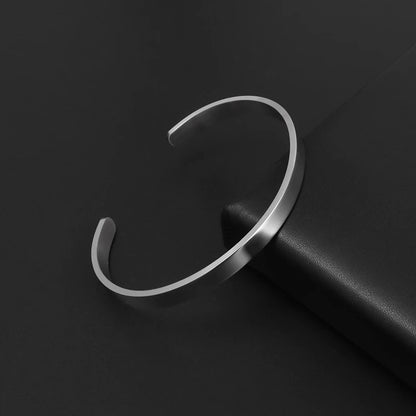 Polished Steel Open Cuff Bangle