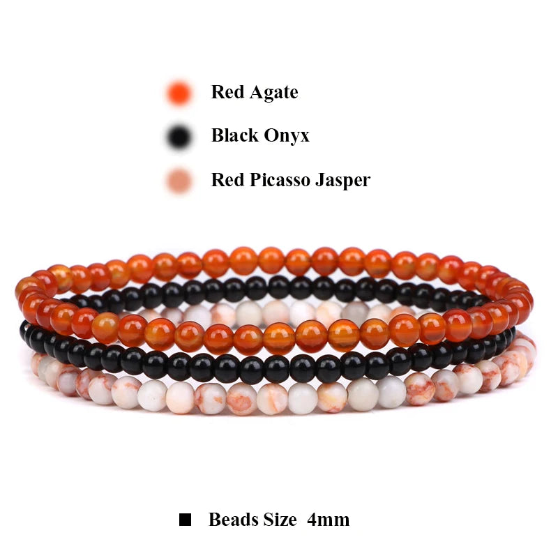 3Pcs Stacked Natural Stone Bracelet Set