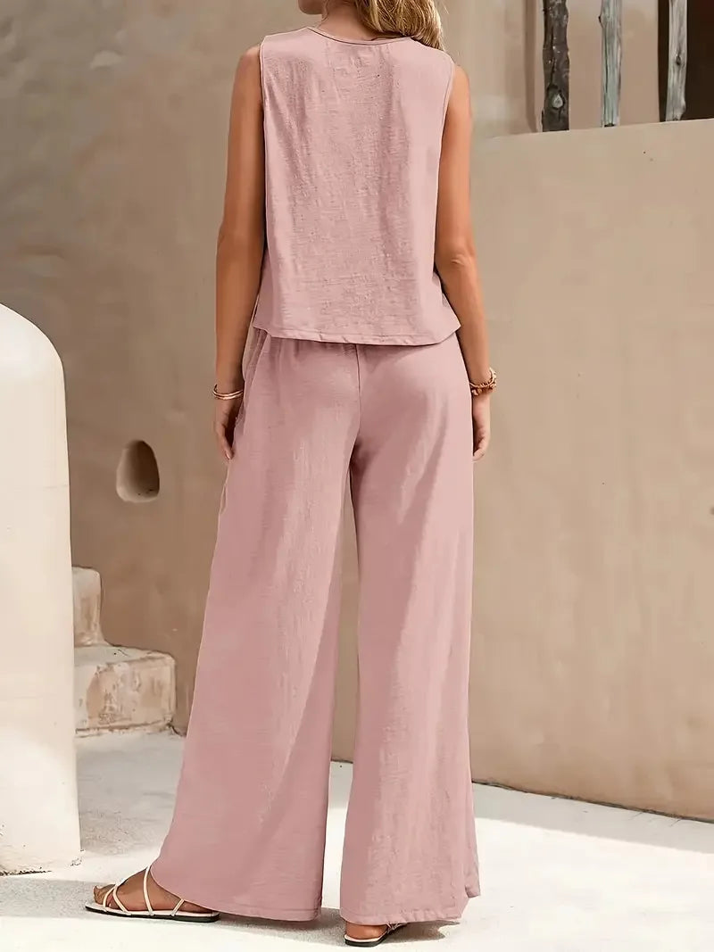 Serene Breeze Wide-Leg Two-Piece Set