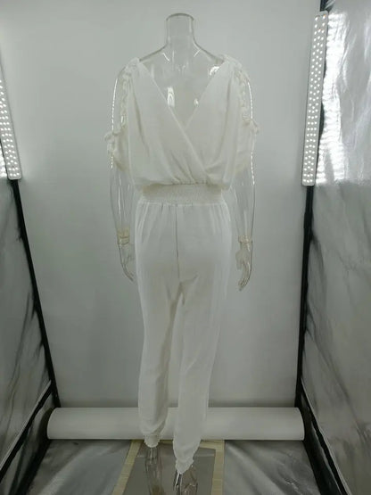 Chic Short Sleeve Open-Back Jumpsuit