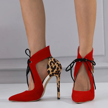 Classy Red Lace-Up Heels