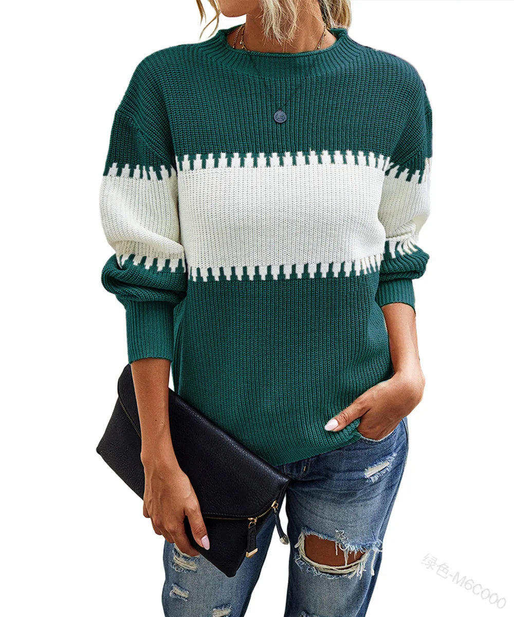 Effortless Chic Color Block Knit Sweater