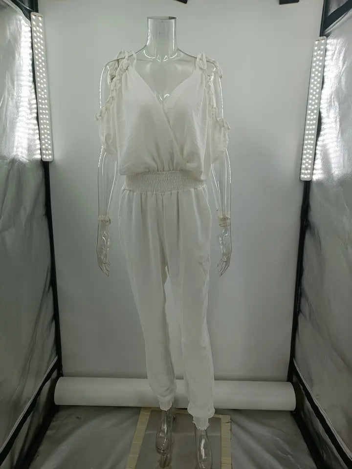 Chic Short Sleeve Open-Back Jumpsuit