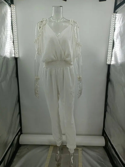 Chic Short Sleeve Open-Back Jumpsuit