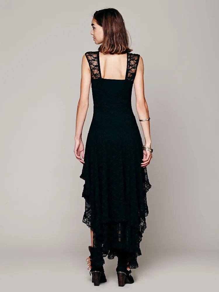 Enchanted Lace Handkerchief-Hem Dress