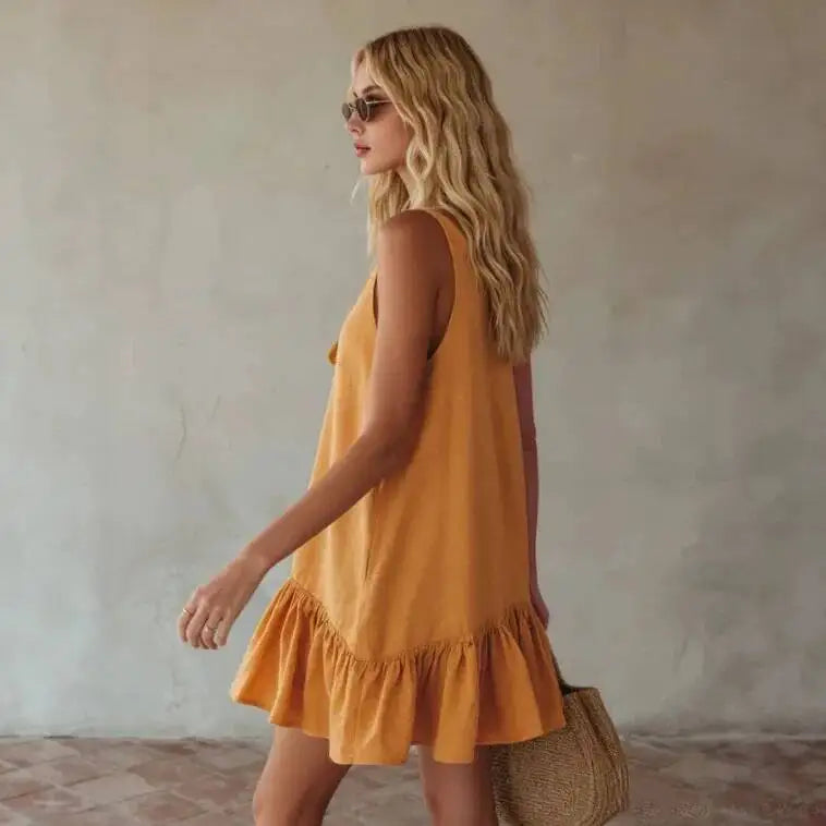 Sunset Tie-Front Ruffle Mini Dress