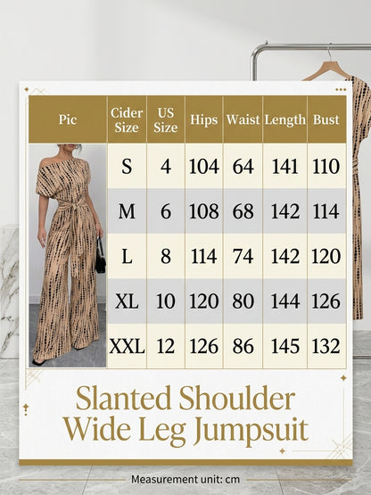 Slanted Shoulder Wide Leg Jumpsuit