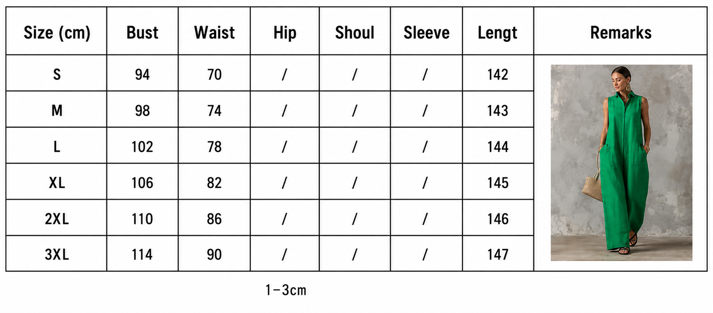 Sleeveless Collared Wide Leg Jumpsuit with Pockets