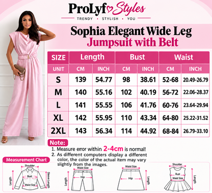 Sophia Elegant Wide Leg Jumpsuit with Belt