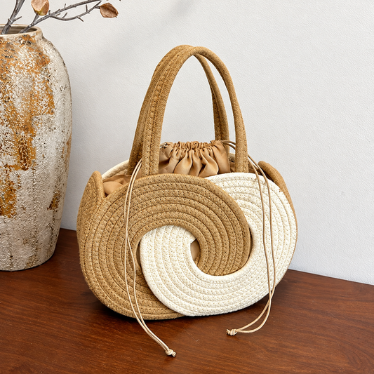 Aura Woven Straw Shoulder Handbag