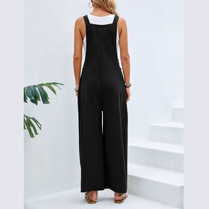 Wide Leg Loose Suspender Jumpsuit
