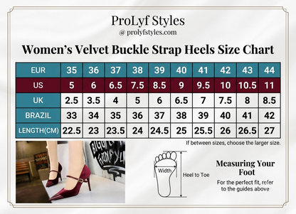 Women's Velvet Buckle Strap Heels