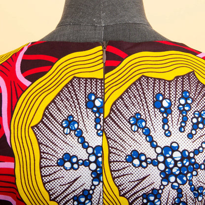 Bold African patterns on sleeveless dress