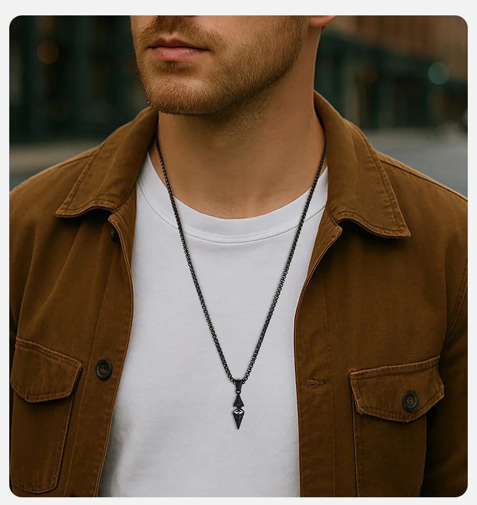 Arrow spike necklace gift-ready, available in silver, gold, and black from ProLyfStyles