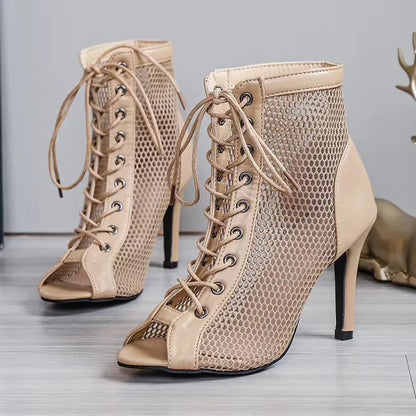 Elegant lace-up high heels for events