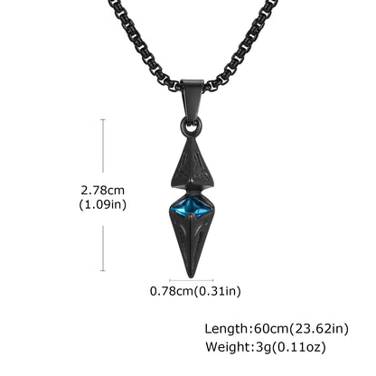 Dimensions of arrow spike pendant: 2.78cm height, 0.78cm width, 60cm chain length