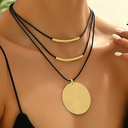 Boho leather necklace showing zinc alloy detail and quality hardware construction