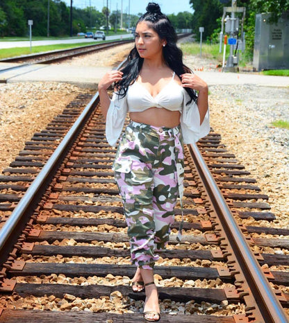 Camouflage Belted Cargo Pants