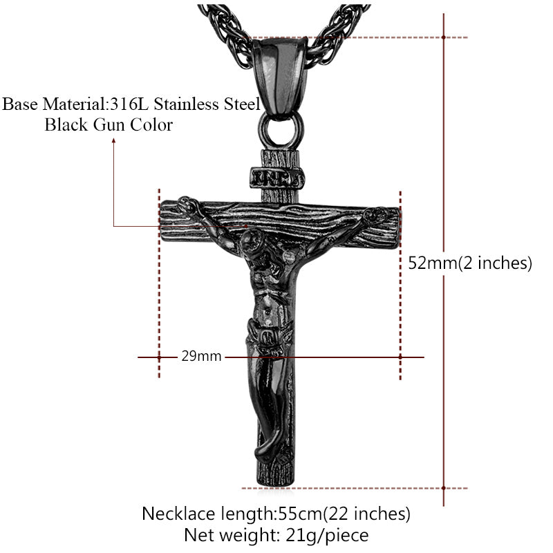 Stainless Steel Crucifix Pendant Necklace