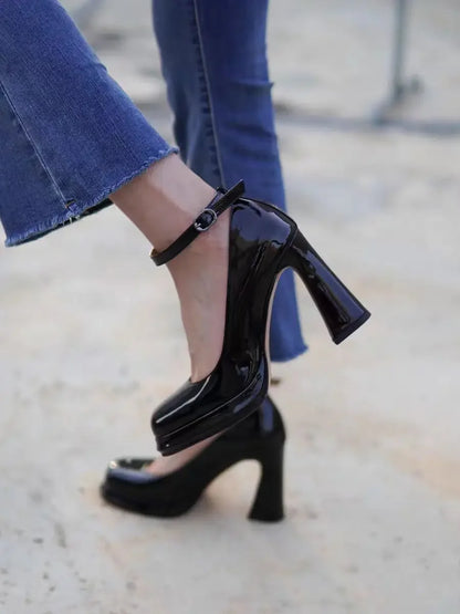 Stylish square-toe heels for ladies