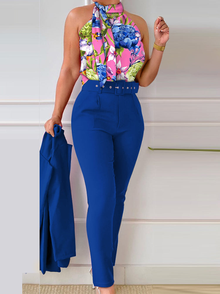 Chic Print Pantsuit Ensemble