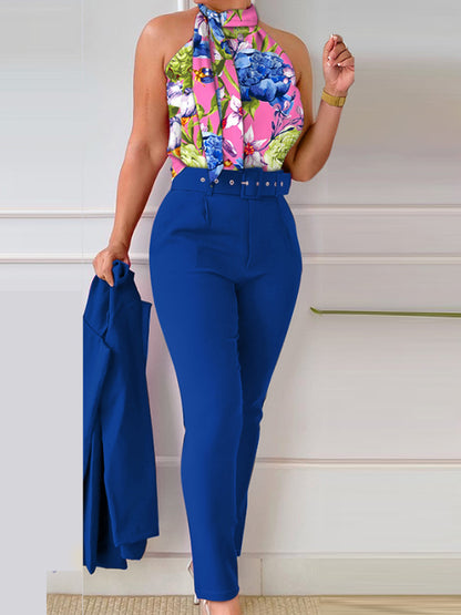 Chic Print Pantsuit Ensemble