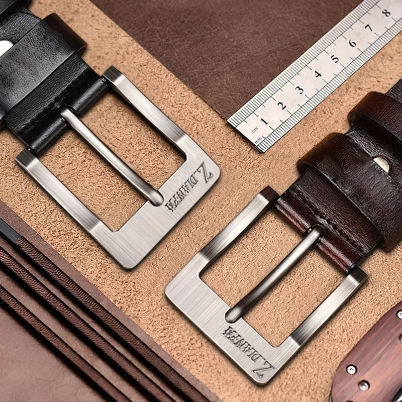 Designer men's belt in quality genuine leather with 3.8cm width