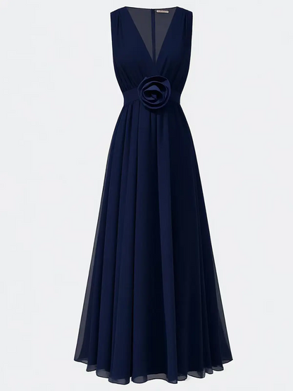 Aurora Pleated V-Neck Maxi Dress