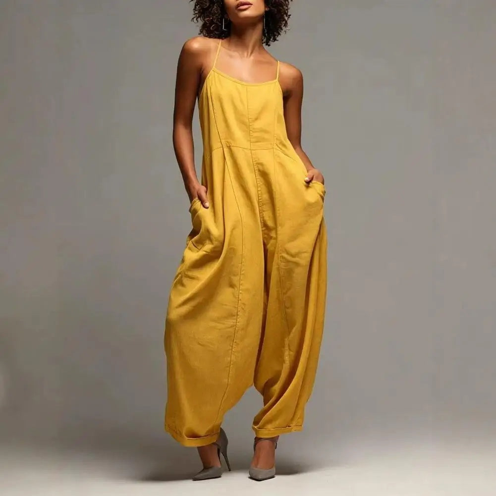 Elegant Spaghetti Strap Wide Leg Jumpsuit