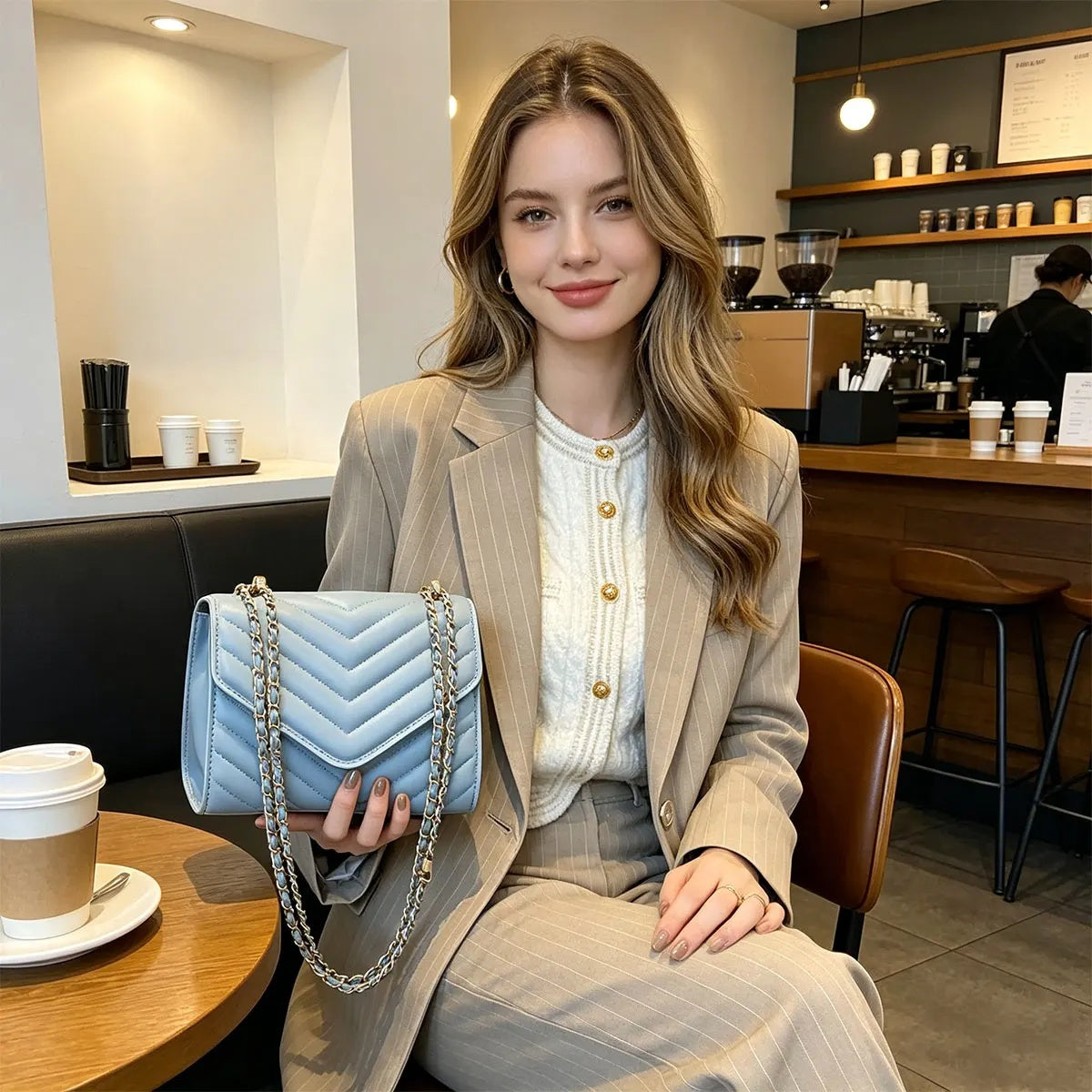 The Chevron Chain Crossbody Bag