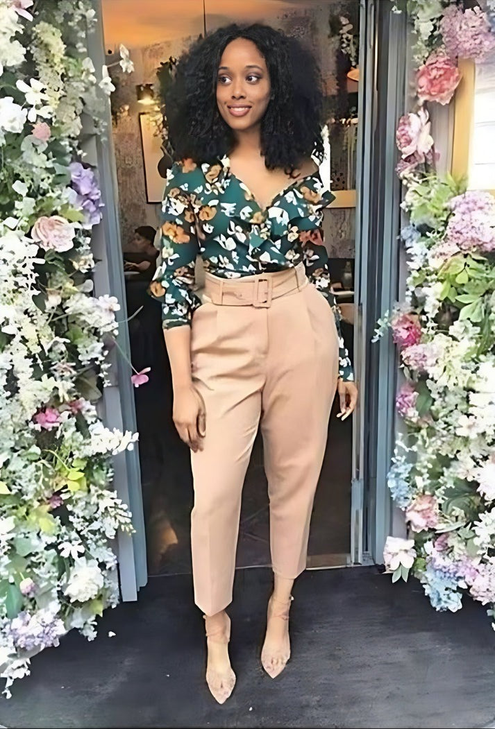 High Waisted Workwear Belted Pants