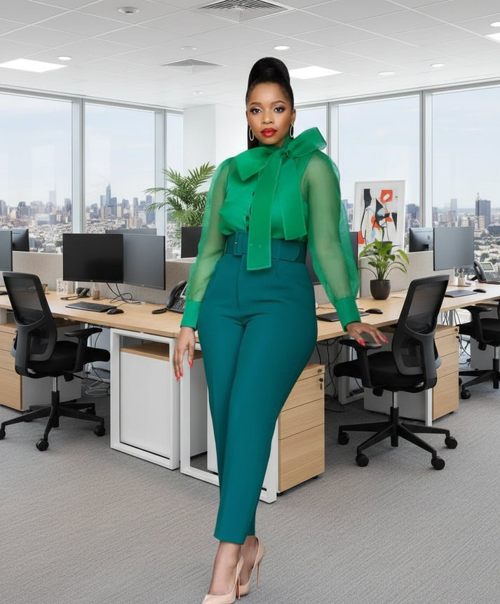 High Waisted Workwear Belted Pants