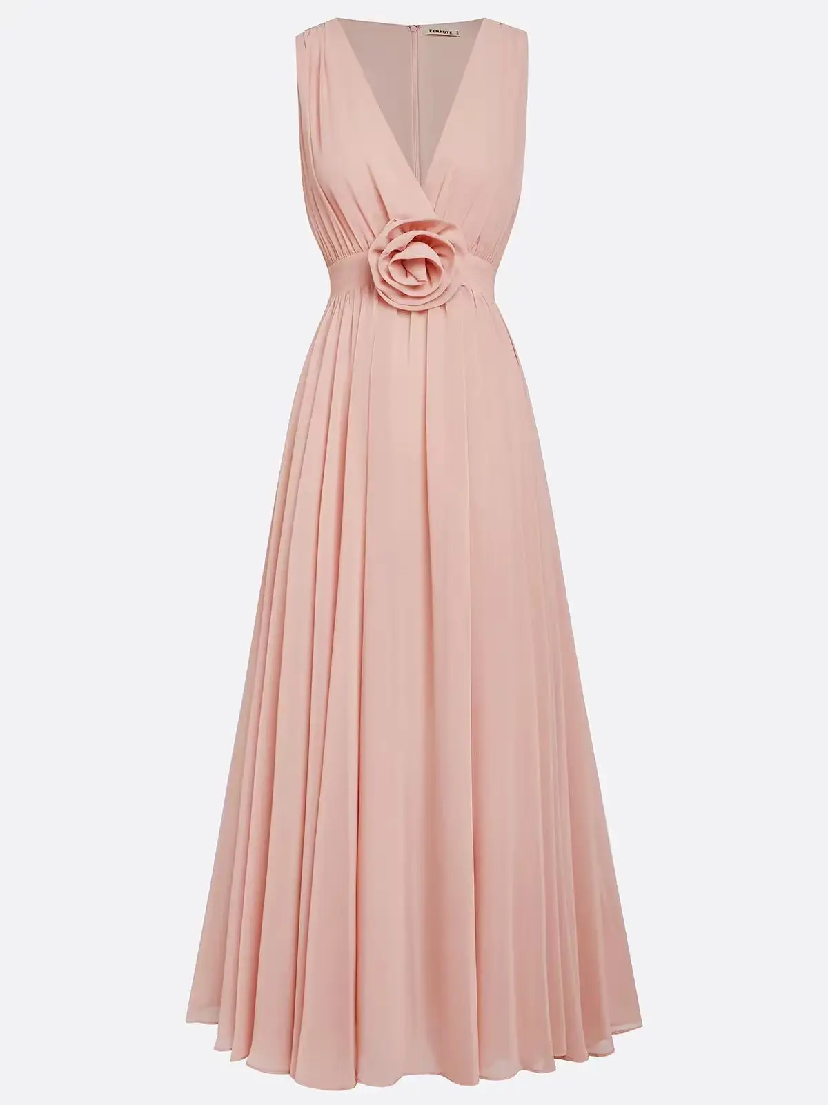 Aurora Pleated V-Neck Maxi Dress