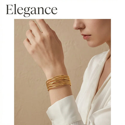 Multilayer Hollow Open Cuff Bracelet