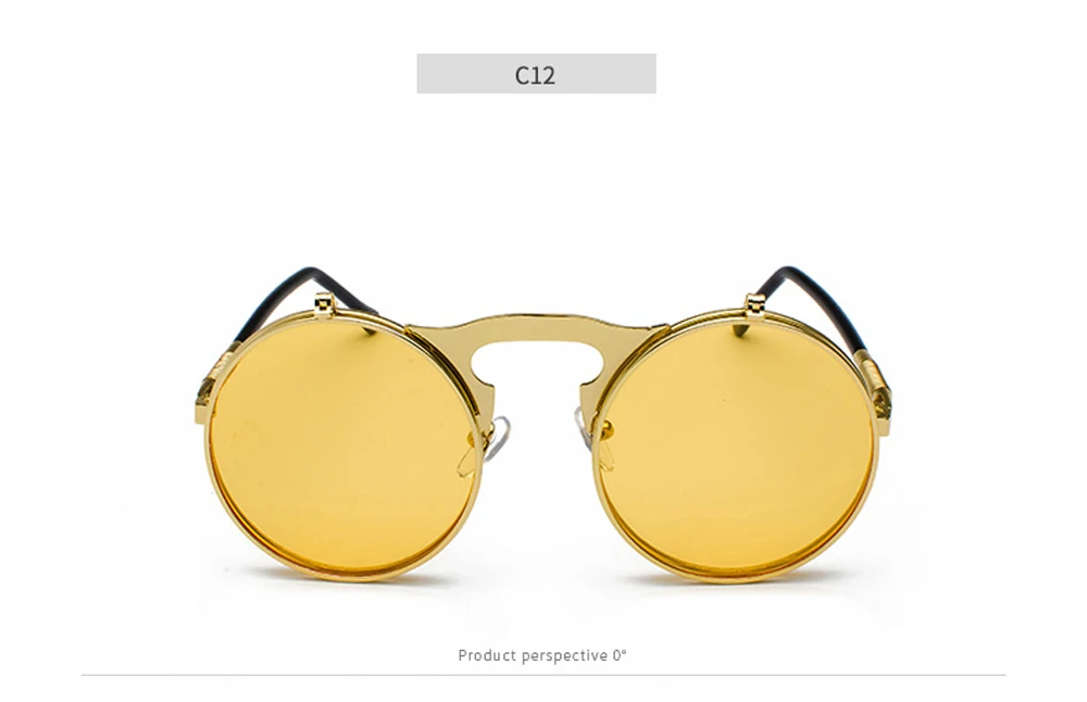 Vintage Steampunk Flip-Up Round Sunglasses