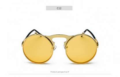 Vintage Steampunk Flip-Up Round Sunglasses