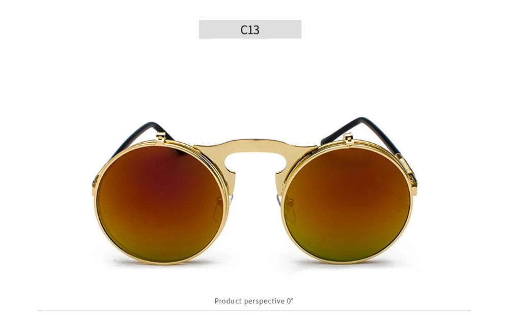 Vintage Steampunk Flip-Up Round Sunglasses