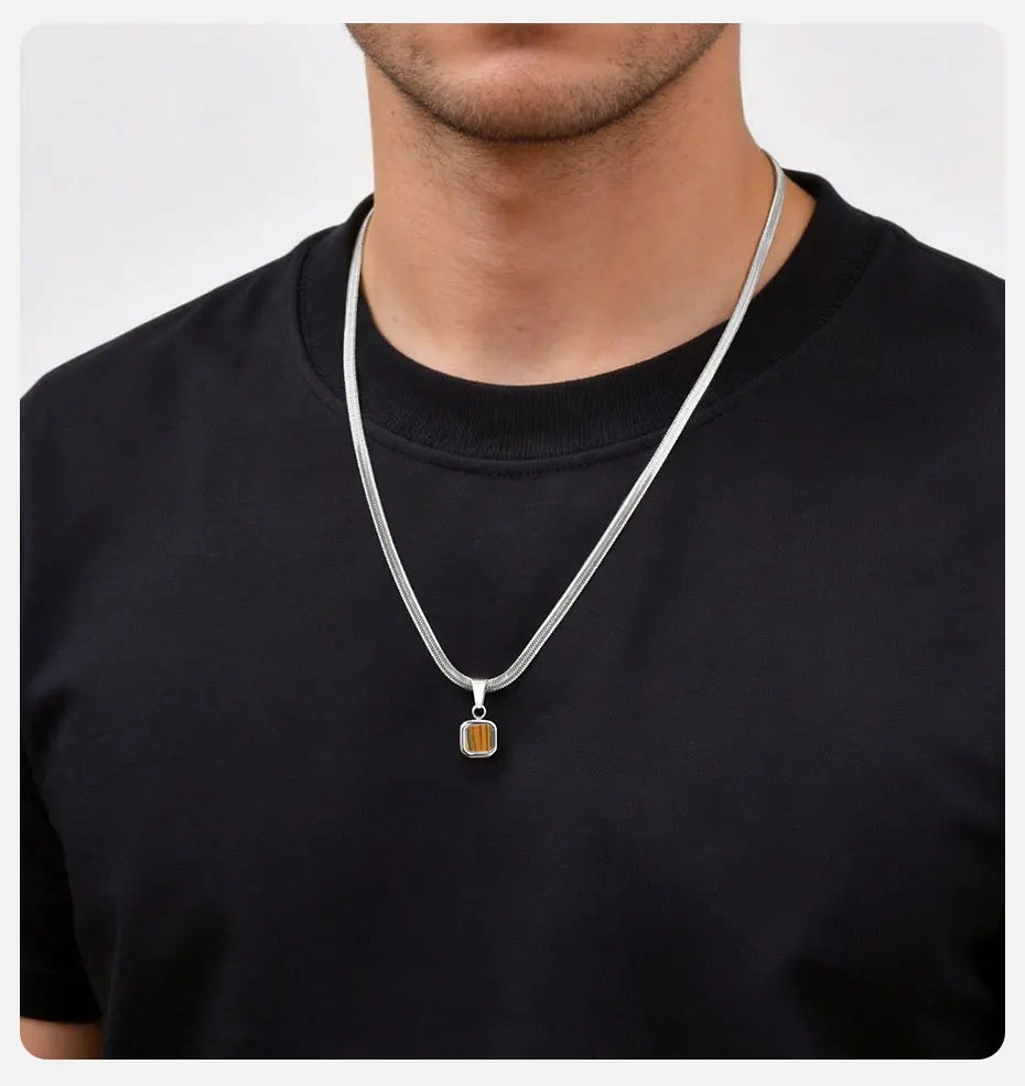 Stonecraft Herringbone Pendant Necklace