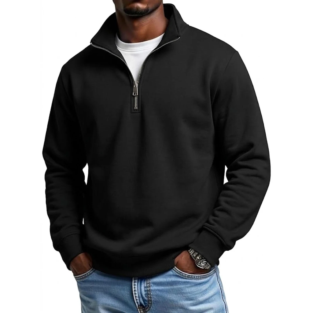 Modern Half-Zip Stand-Collar Pullover