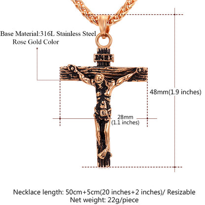 Stainless Steel Crucifix Pendant Necklace