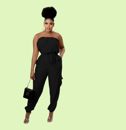 Elegant off-shoulder strapless jumpsuit for women