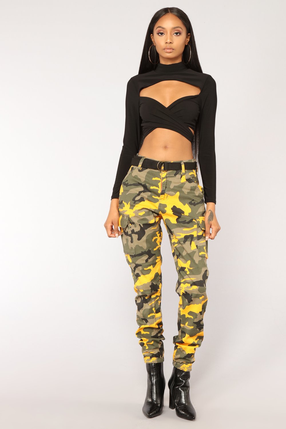 Camouflage Belted Cargo Pants
