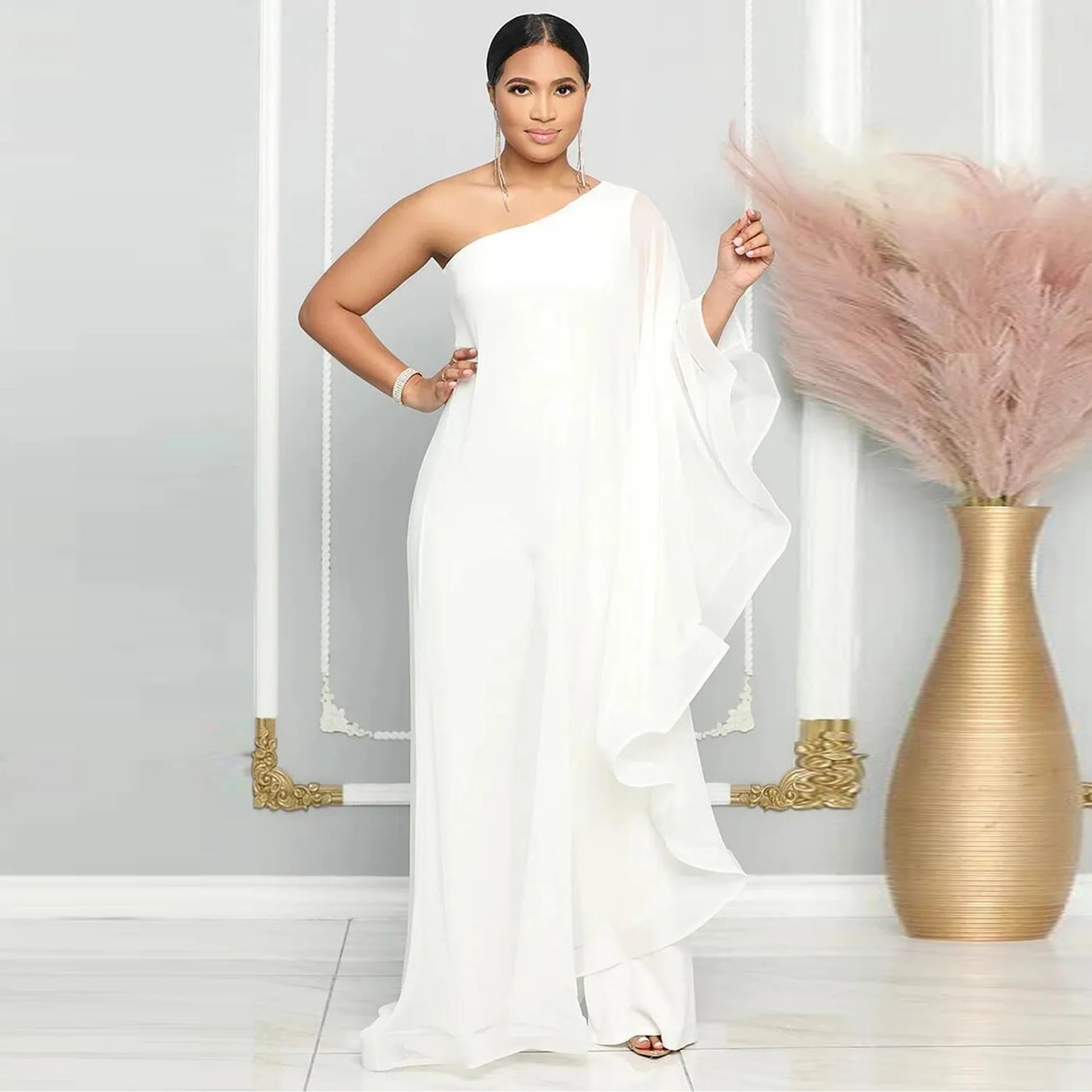 One-Shoulder Jumpsuit for Women Formal & Dressy | ProLyf Styles White / S / China One-Shoulder Jumpsuit for Women Formal & Dressy | ProLyf Styles White / S / China