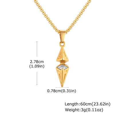 Dimensions of arrow spike pendant: 2.78cm height, 0.78cm width, 60cm chain length