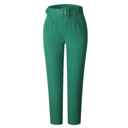 High Waisted Workwear Belted Pants for Women